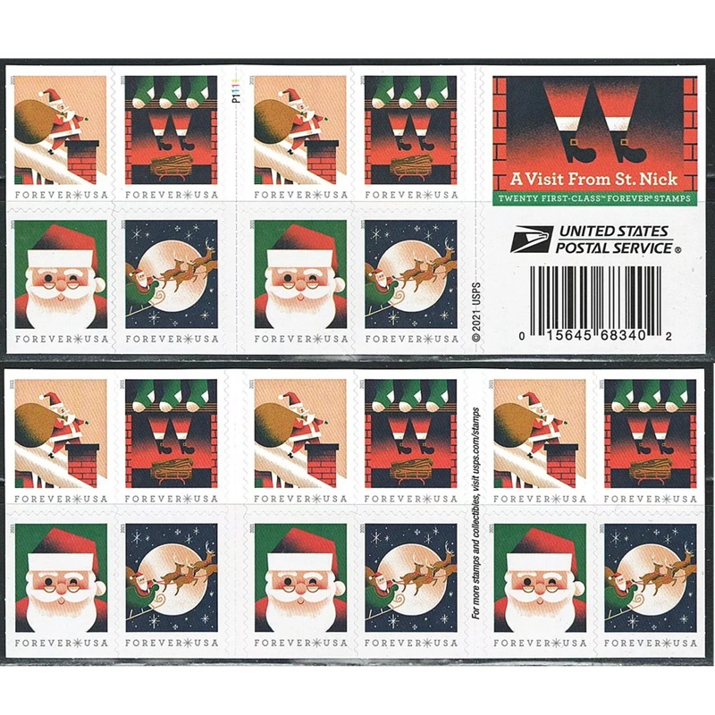 A Visit From St. Nick 2021, (Book of 20) - TWENTYSTAMPS