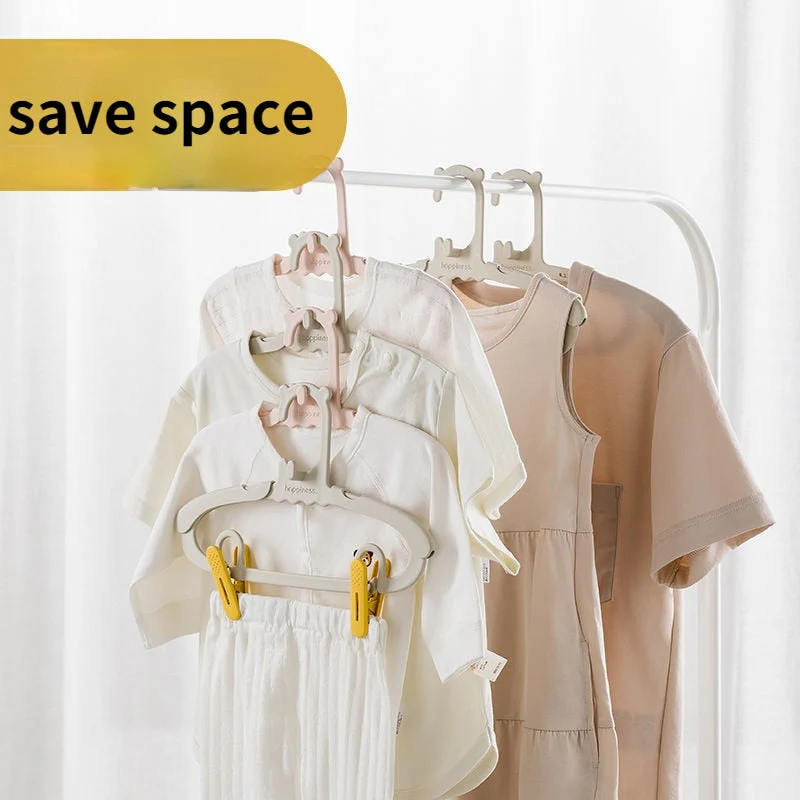 HULIANFU Scalable Children  Hanger Baby Storage Rack Retractable Strap Pant Clip Small Hanger Support Balcony Drying Accessories Suit - Deanwangkt