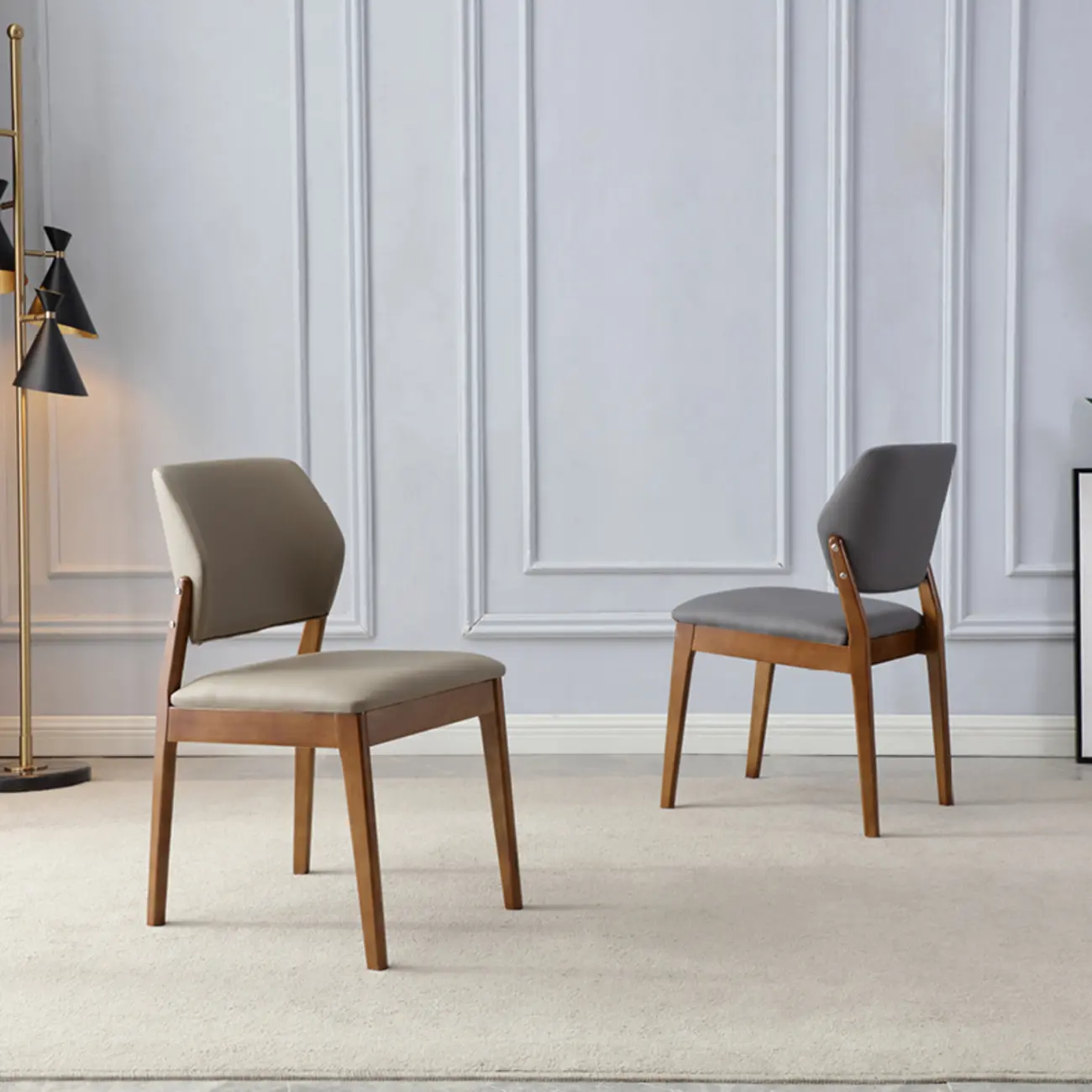 Scandinavian Faux Leather Low Back Dining Chair