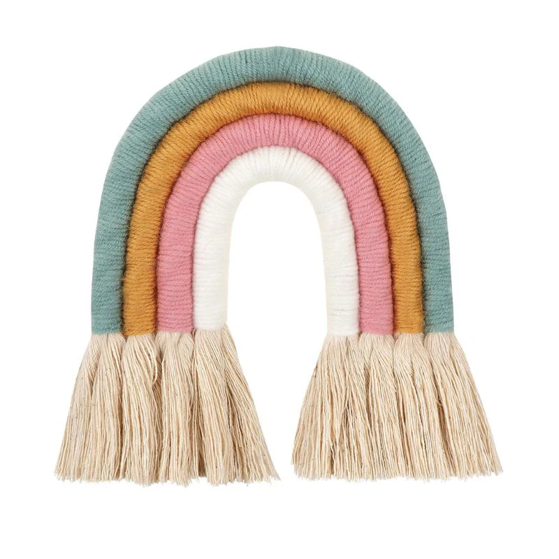HULIANFU Macrame Rainbow Wall Hanging Decorative Colored for Boho Home Decor, Party Supplies, Baby Shower, Nursey Dorm Room - Deanwangkt
