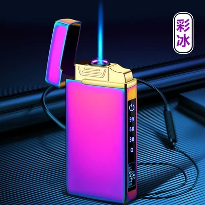 HULIANFU New Windproof Metal Dual Plasma Arc Lighter Jet USB Torch Lighter Gas Electric Butane Chargeable Pipe Cigar Lighter Gadgets - Deanwangkt