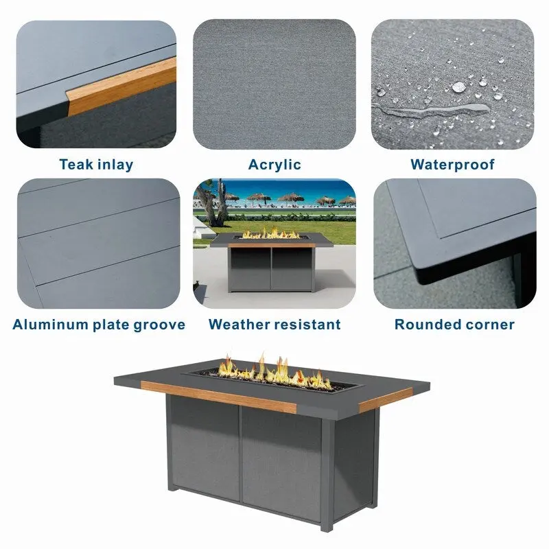 4-Piece Patio Acrylic Swing Chair Sofa Set with Firepit Table and BBQ Grill