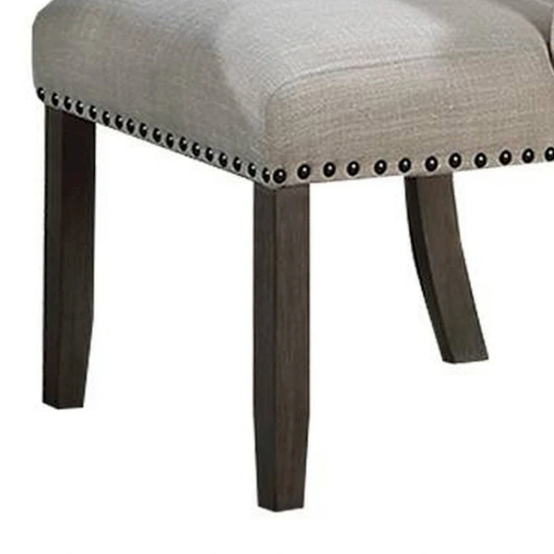 Alex Dining Side Chair Set of 2, Wingback, Nailhead Brown Wood, Beige