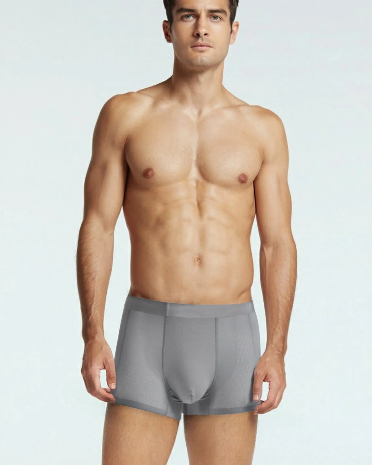 60S Modal Mulberry Silk Blend Gusset Mesh Quick-Dry Men's Boxer Briefs, 3-Pack Air-Conditioning Shorts, Soft Stretch Seamless Underwear