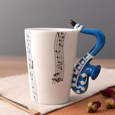 HULIANFU Novelty Music Note Cup Ceramic Guitar Coffee Mugs Personality Tea/Milk/Juice/Lemon Water Bottle Christmas Birthday Gift - Deanwangkt