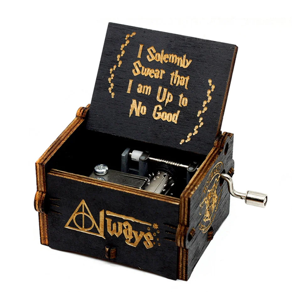 HULIANFU  Wooden Hand Crank Music Box Magic School Game Jurassic Park Godfather Children  Holiday Gift Christmas New Year Gift - Deanwangkt