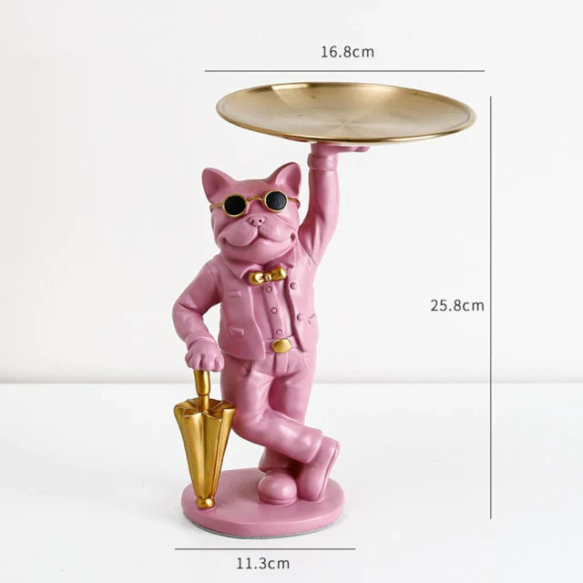 HULIANFU Nordic French Bulldog Sculpture Dog Statue Statue Jewelry Storage Table Decoration Gift Belt Plate Glasses Tray Home Art Statue - Deanwangkt
