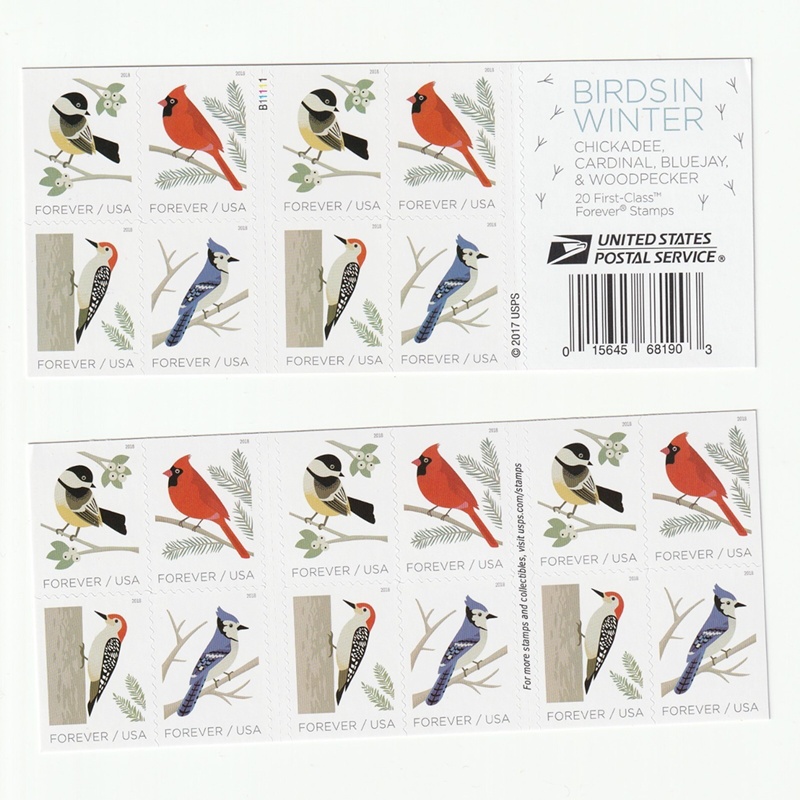 Birds in Winter 2018, (Book of 20) - TWENTYSTAMPS