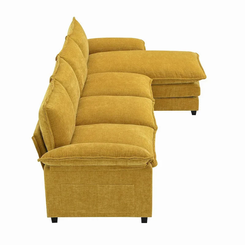 Harper&Bright Designs Modern L-shaped Chenille Cloud Sofa with Double Seat