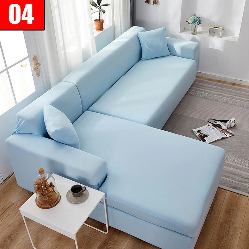HULIANFU Solid Color Elastic Sofa Cover For Living Room 1/2/3/4 Seater L-Shaped Corner Sofa Cover Slipcover Stretch Couch Armchair Covers - Deanwangkt