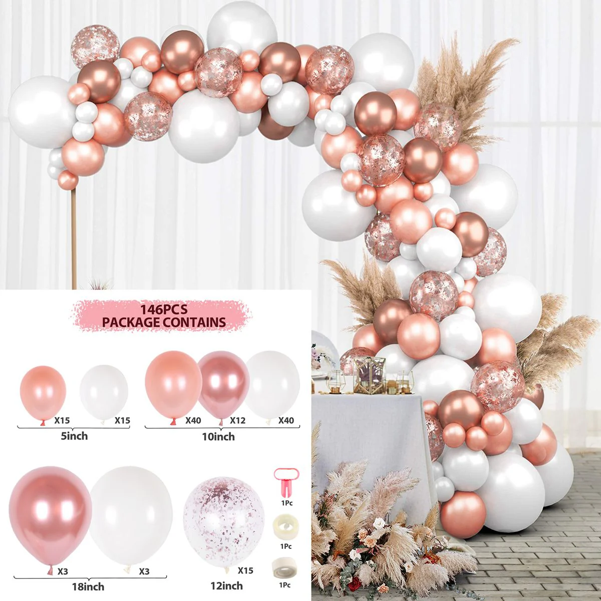 HULIANFU Macaron Pink Balloon Garland Arch Kit Wedding Birthday Party Decoration Kids Globos Rose Gold Confetti Latex Ballon Baby Shower - Deanwangkt