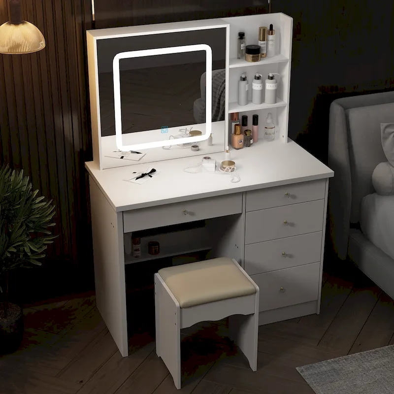 Makeup Vanity Set with 3 model Light & Stool