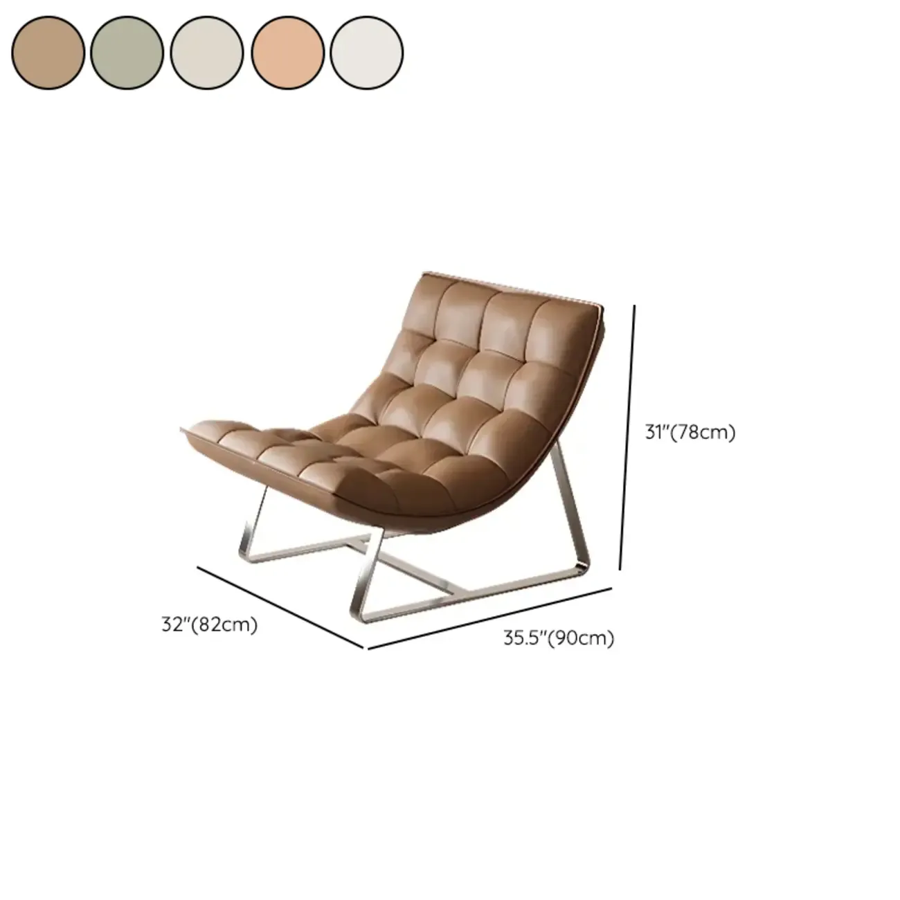 Modern Tufted Leather Accent ArmChair with Ottoman