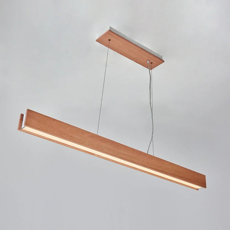 48 inch LED Pendant light in natural finish - 120 H x 48 W x 2.75 D