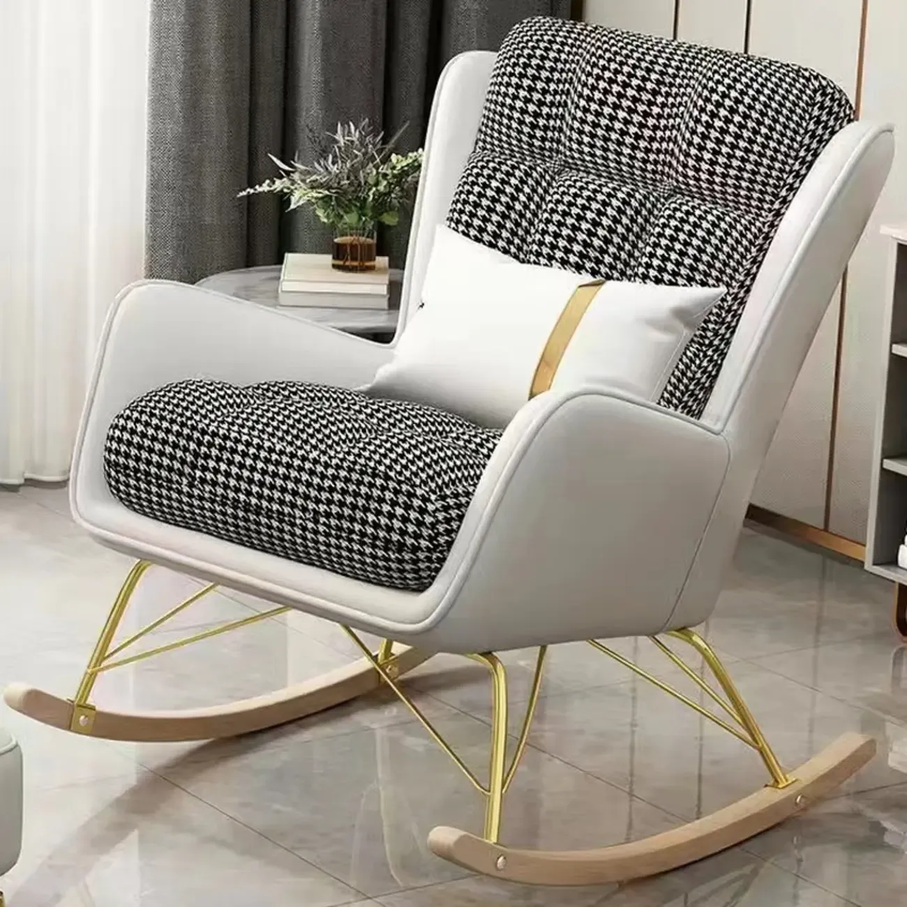 Modern Upholstered Rocking Chair with Optional Ottoman