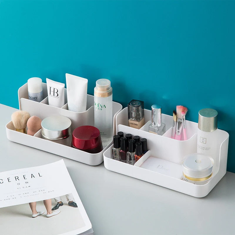 HULIANFU Makeup Organizer Bathroom Storage Box Cosmetic Organiser Office Desktop Make Up Jewelry Storage Box Sundries Container - Deanwangkt