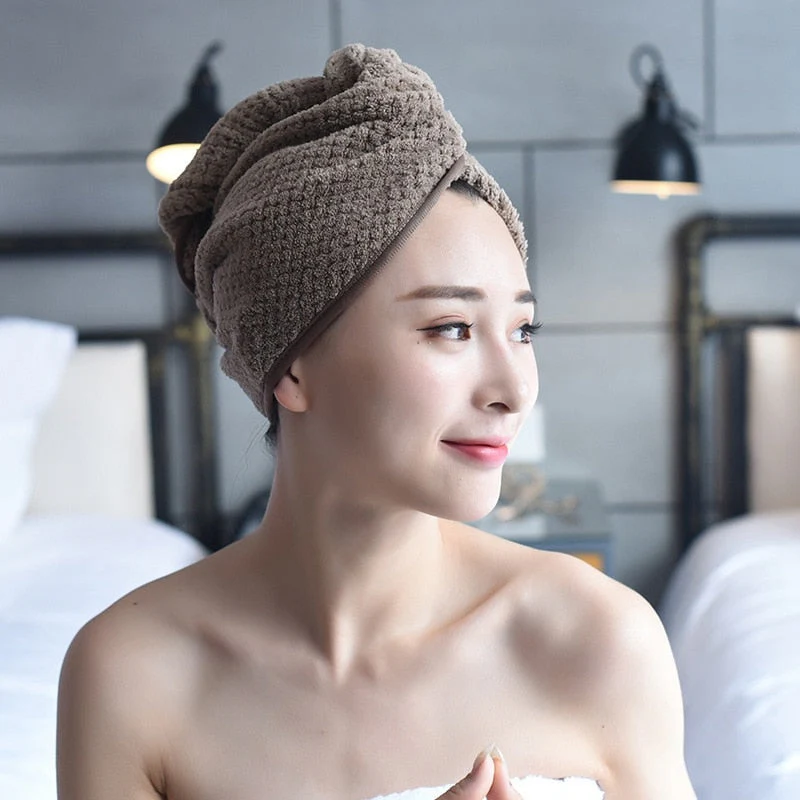 HULIANFU Quick Drying Microfiber Shower Cap Magic Hair Fast Drying Dryer Towel Bath Hat Dry Hair Cap Quick Drying Soft Turban Dry bonnet - Deanwangkt