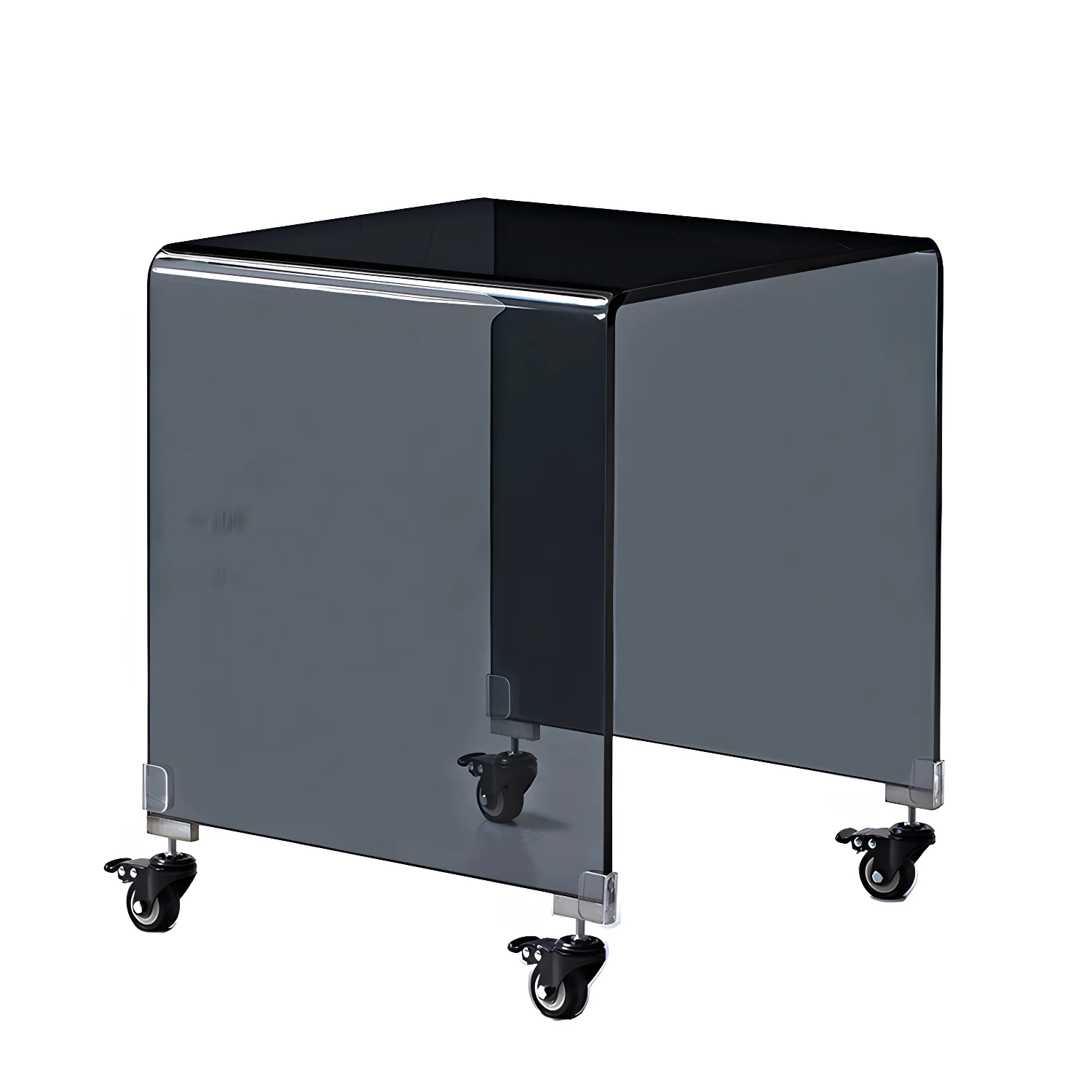 Stylish Clear Glass Nightstand with Open Shelf