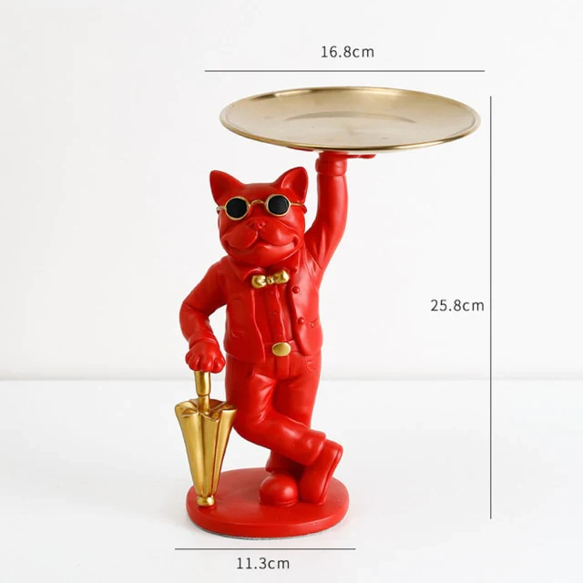 HULIANFU Nordic French Bulldog Sculpture Dog Statue Statue Jewelry Storage Table Decoration Gift Belt Plate Glasses Tray Home Art Statue - Deanwangkt