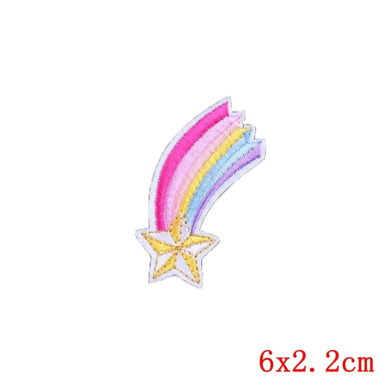 HULIANFU Van Gogh Embroidered Patches on Clothes DIY Cartoon Wave Applique Clothing Thermoadhesive Patches for Clothing DIY - Deanwangkt
