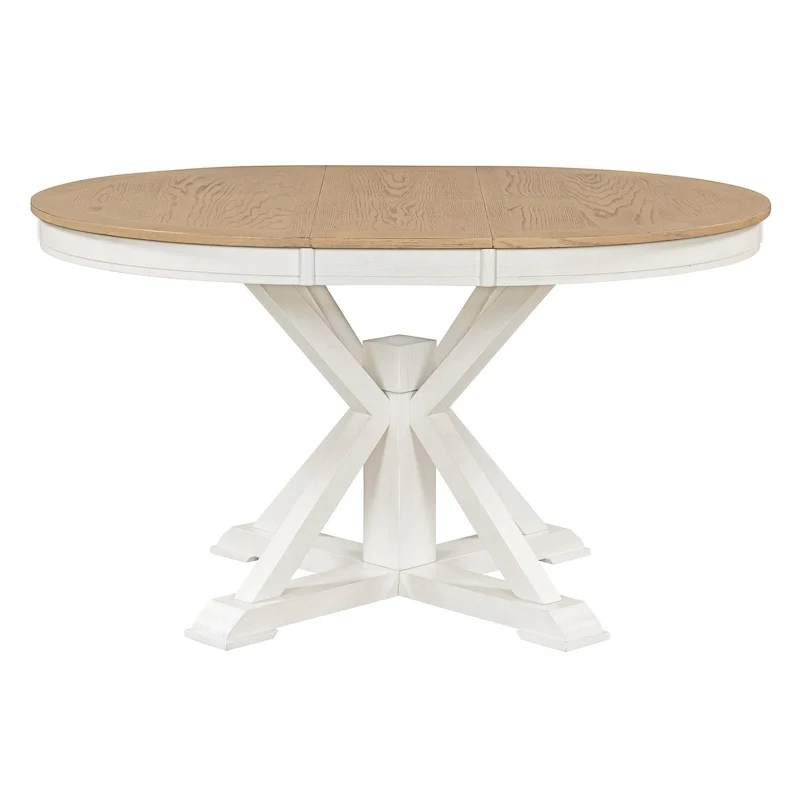 54 Farmhouse Oval Extendable Dining Table - N/A