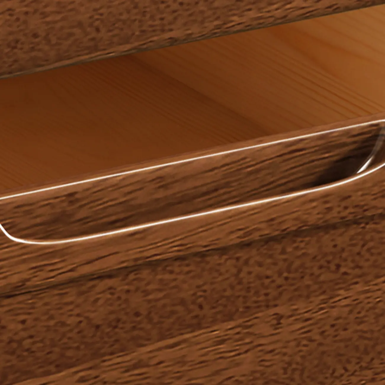 Freestanding Mid-Century Brown Solid Wood Cabinet with Drawers