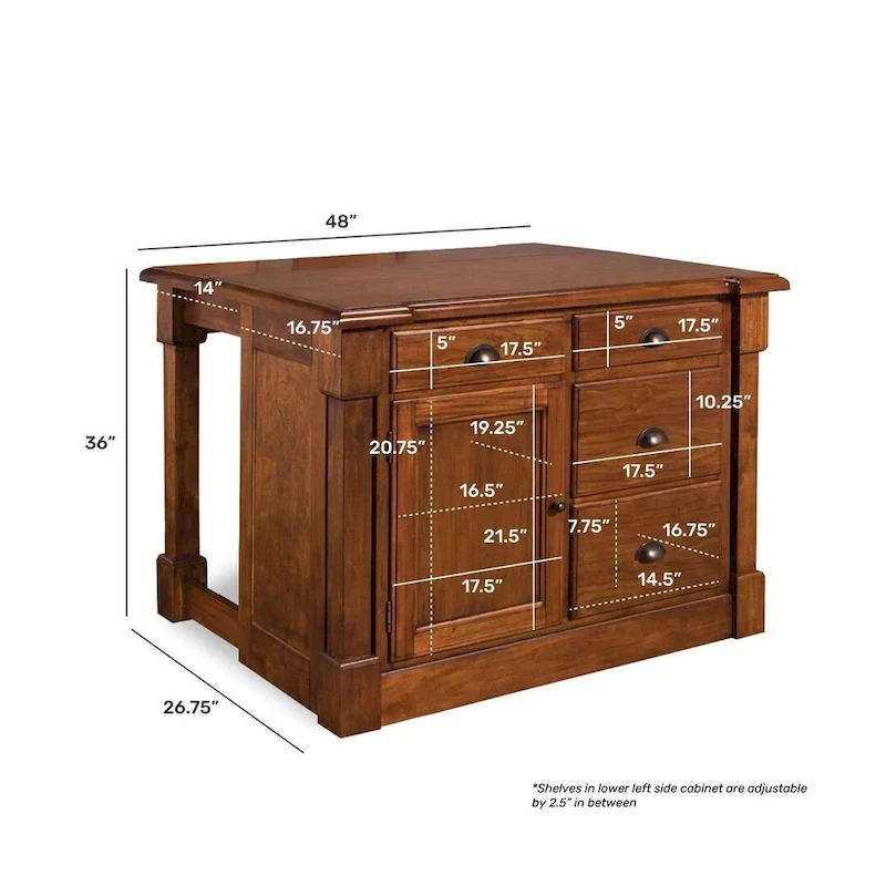 Homestyles Aspen Rustic Cherry Kitchen Island