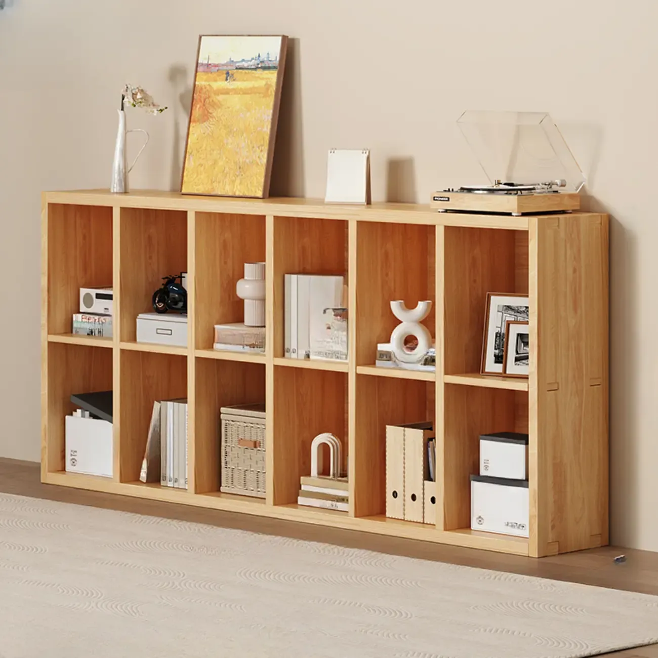 Modern Modular Rectangular Lateral Pine Wood Bookcase