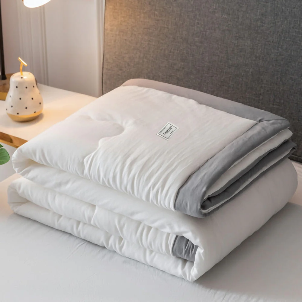 HULIANFU Summer Air Conditioning Quilt Washed Cotton Throw Blanket Quilting Thin Comforter Cooling Duvet Quilted Quilt Solid Color - Deanwangkt