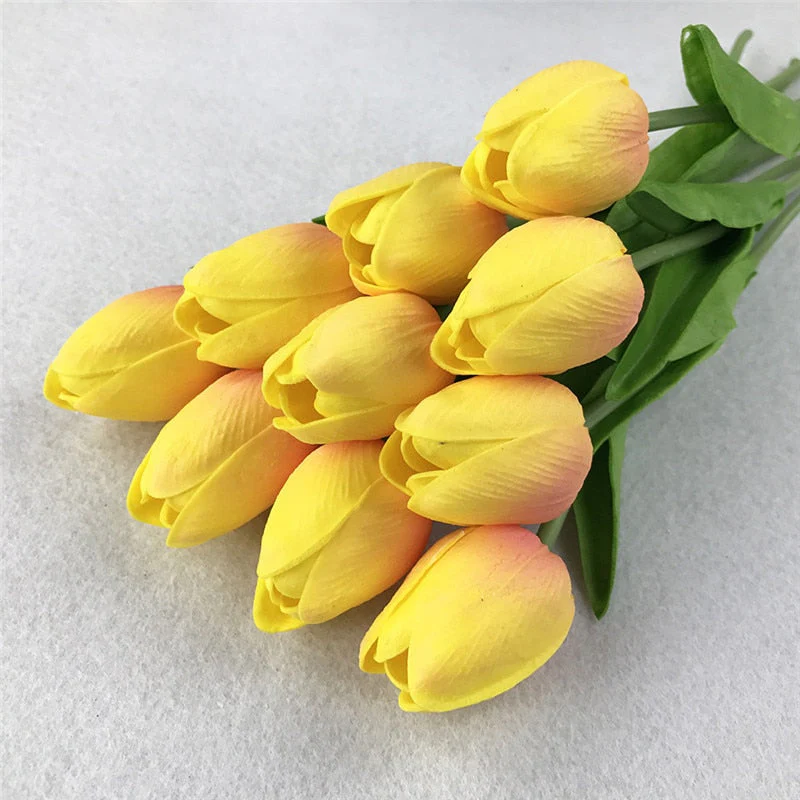 HULIANFU 2026  10PCS Artificial Flowers Garden Tulips Real Touch Flowers Tulip Bouquet Decor Mariage for Home Wedding Decorations Fake Flower - Deanwangkt