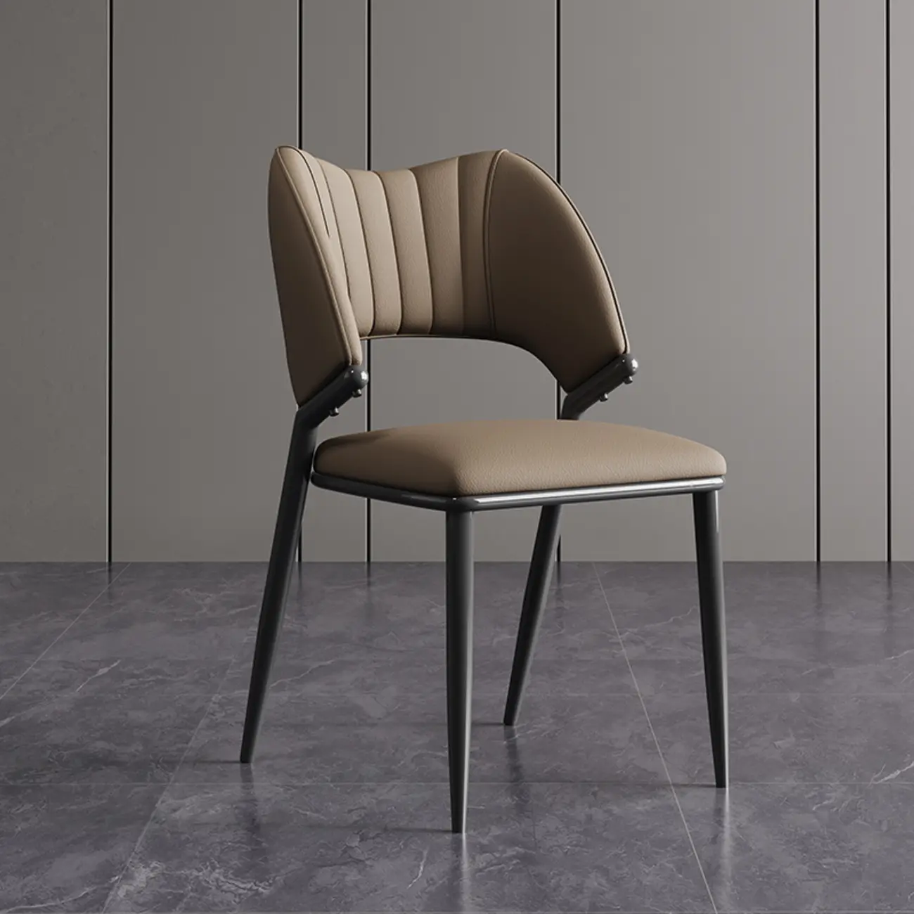 Modern Faux Leather Curved Back Armless Dining Chair