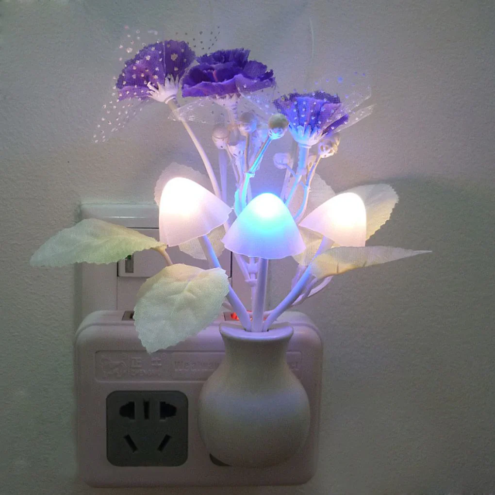 HULIANFU Novelty Night Light US Plug Induction Dream Mushroom Fungus Luminaria Lamp 220V 3 LED Mushroom Lamp led night lights - Deanwangkt