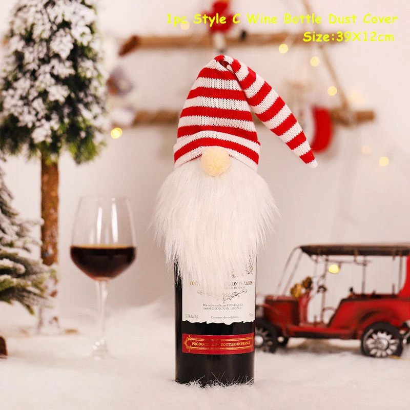 HULIANFU   Xmas Wine Bottle Dust Cover Noel Navidad Christmas Decoration for Home Dinner Decor Christmas Gift Tree Ornament New Year 2026 - Deanwangkt
