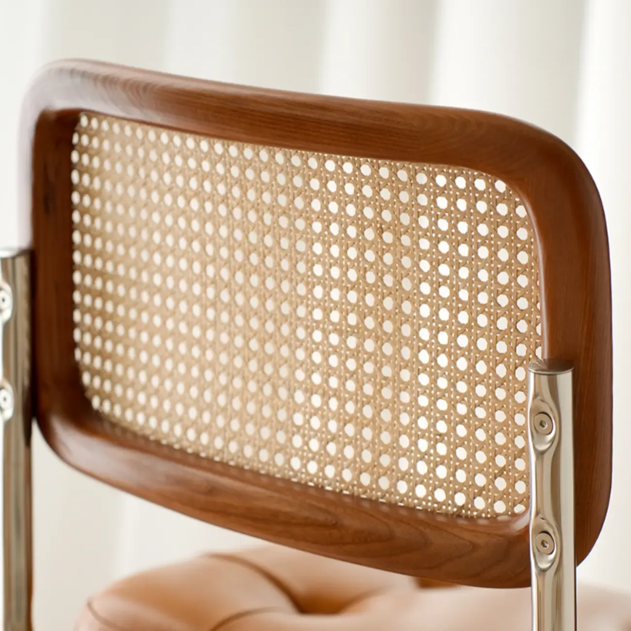 Scandinavian Tufted Leather Armless Dining Chair