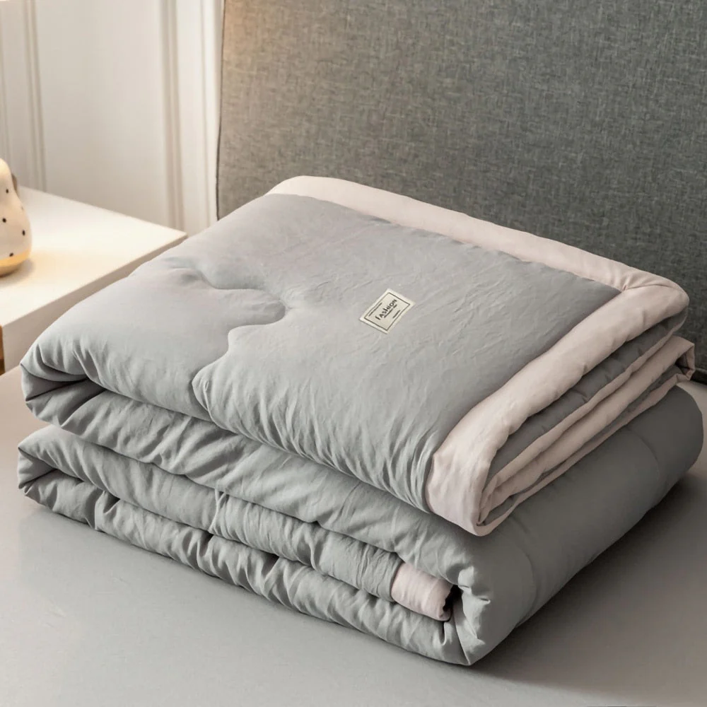 HULIANFU Summer Air Conditioning Quilt Washed Cotton Throw Blanket Quilting Thin Comforter Cooling Duvet Quilted Quilt Solid Color - Deanwangkt