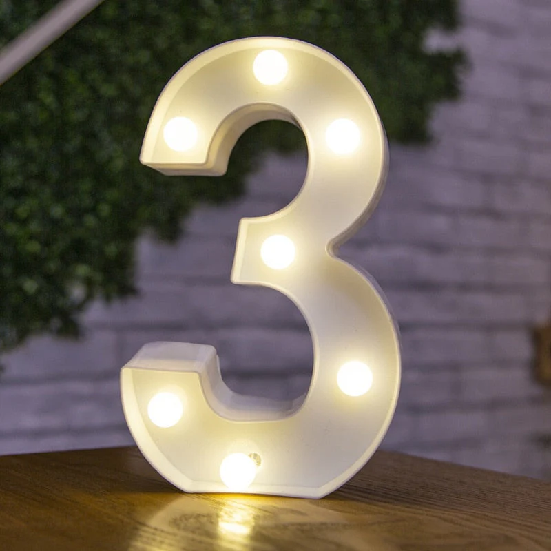 HULIANFU Luxury Alphabet Letter LED Lights Luminous Number Lamp  Battery Night Light for Home Wedding Birthday Christmas Party Decoration - Deanwangkt