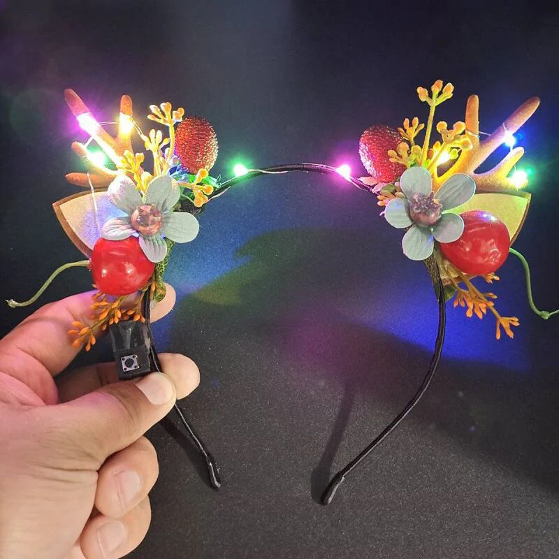 HULIANFU 2026  Luminous Elk Antler Headband Christmas Concert Forest Branch Deer Ear Headgear Hair Accessories Scenic Stage Show Photo Props - Deanwangkt