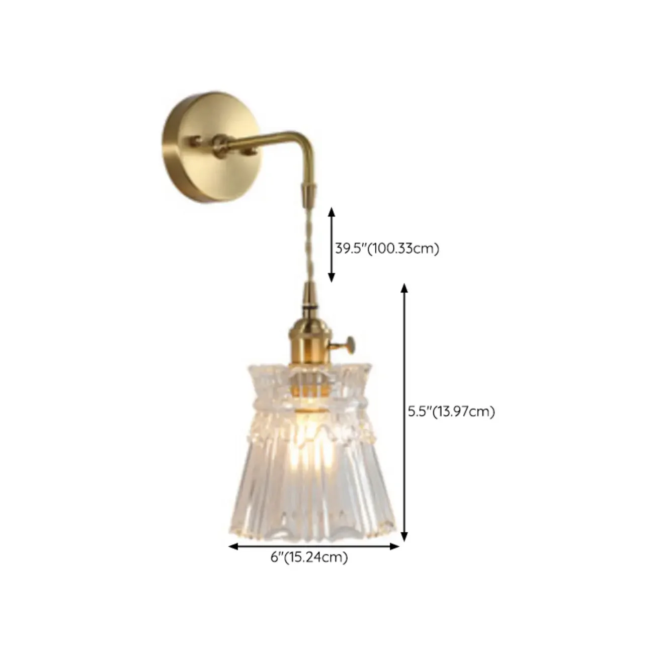 Elegant Cylinderial Gold Glass Wall Sconce