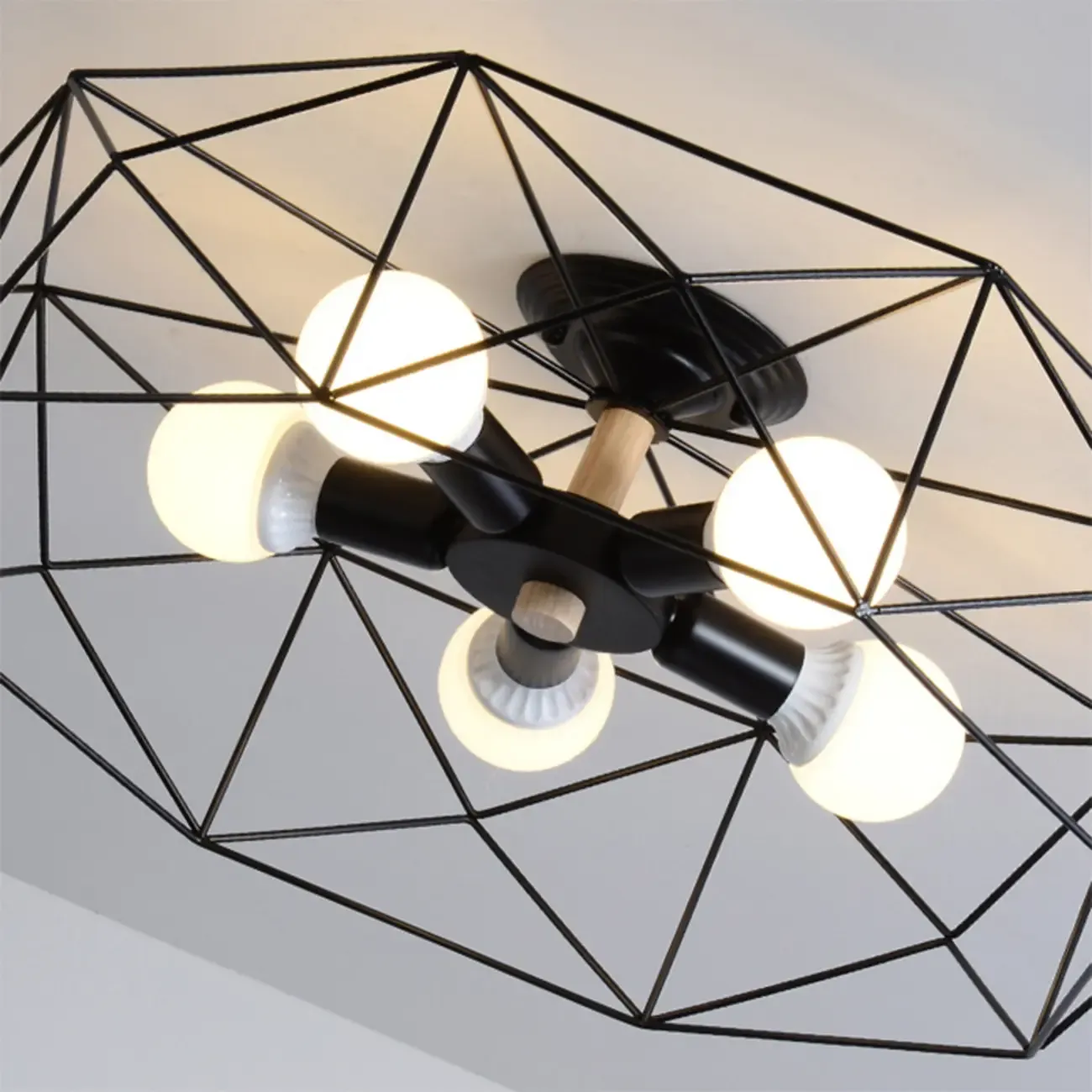 Sleek Gold Semi-Flush Ceiling Light with Iron Drum Shade