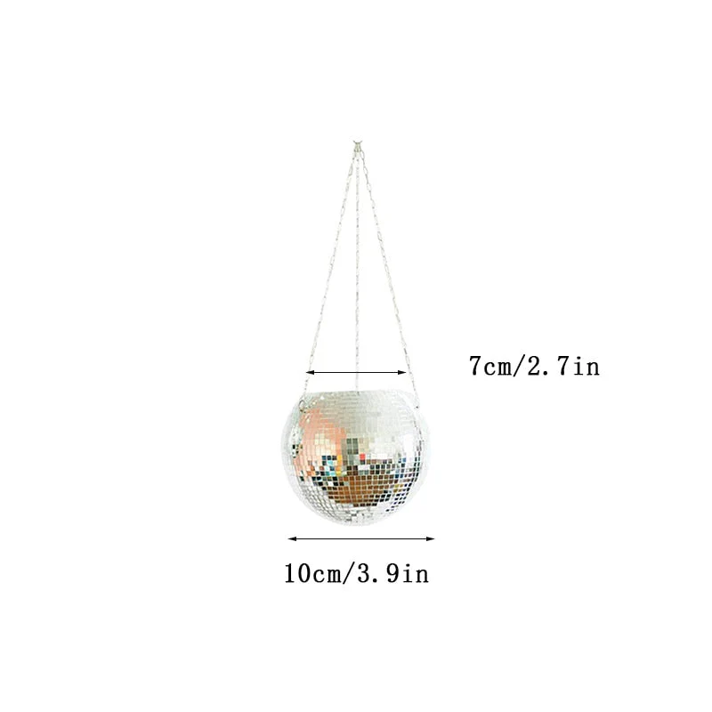 HULIANFU Retro Disco Ball Planter Basket Round Mirror Hanging Pot flower pot Wall Planter Pot Hangin Vase Desktop Decoration Balcony Vase - Deanwangkt