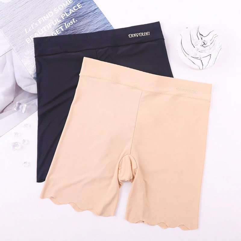 Hulianfu M~4xl Women's Safety Pants Thin Breathable Non-curling Boxer Shorts High Waist Short Pants Plus Size Four-corner Legging Shorts - Deanwangkt