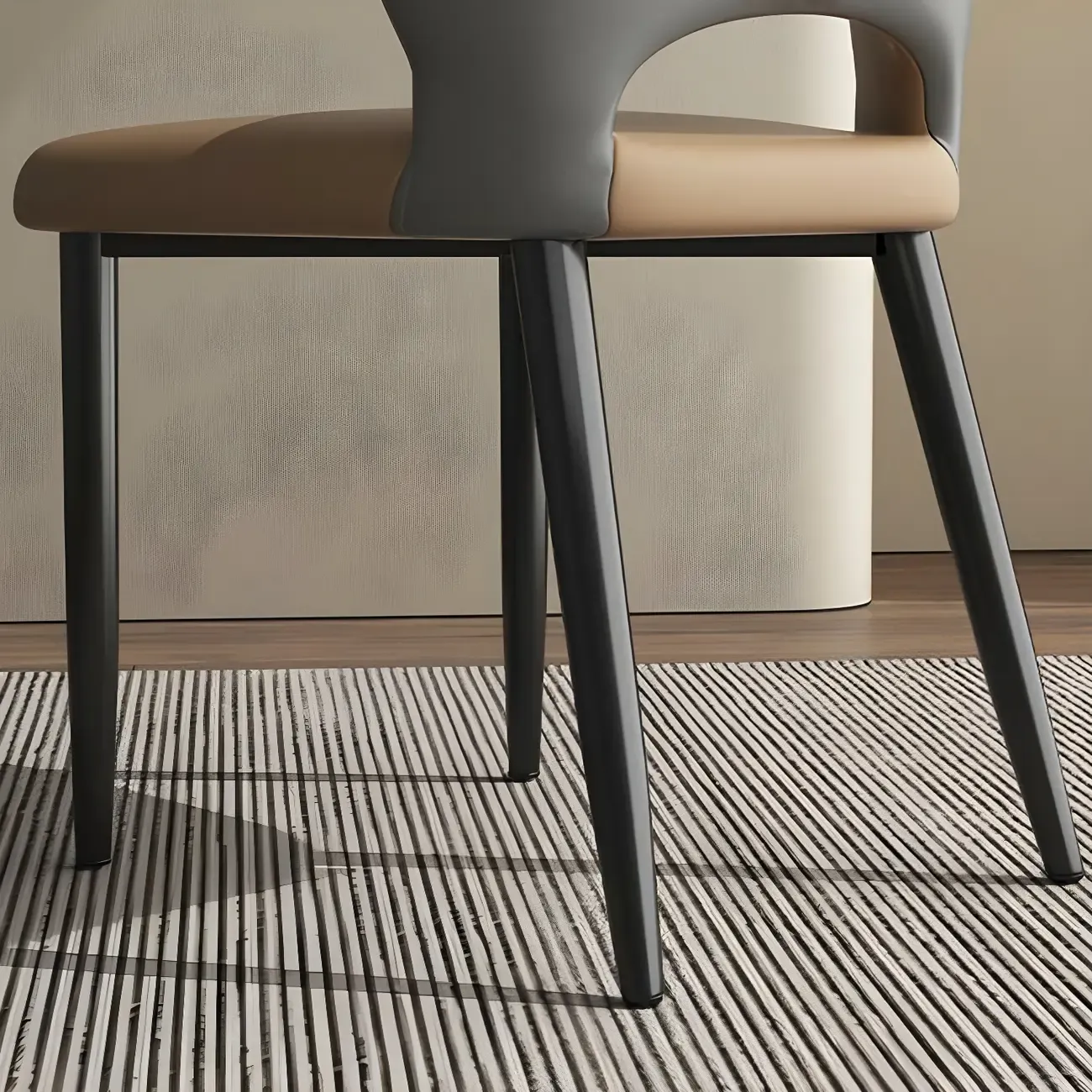 Curved Back Faux Leather Brown Side Dining Chair