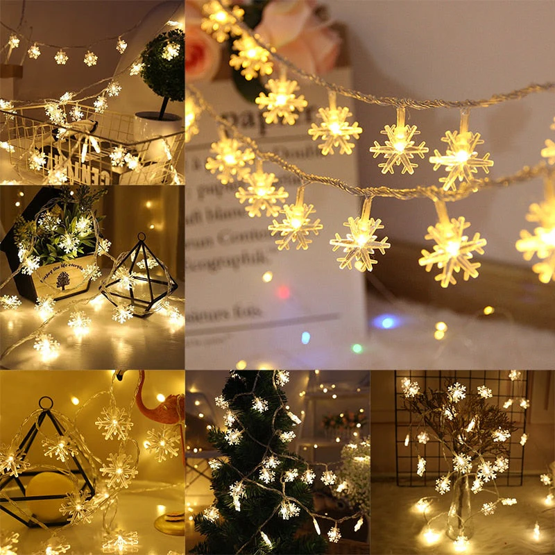 HULIANFU Snowflake LED Light Christmas Decor For Home Hanging Garland Christmas Ornaments Xmas Tree Decor Noel Navidad  New Year - Deanwangkt