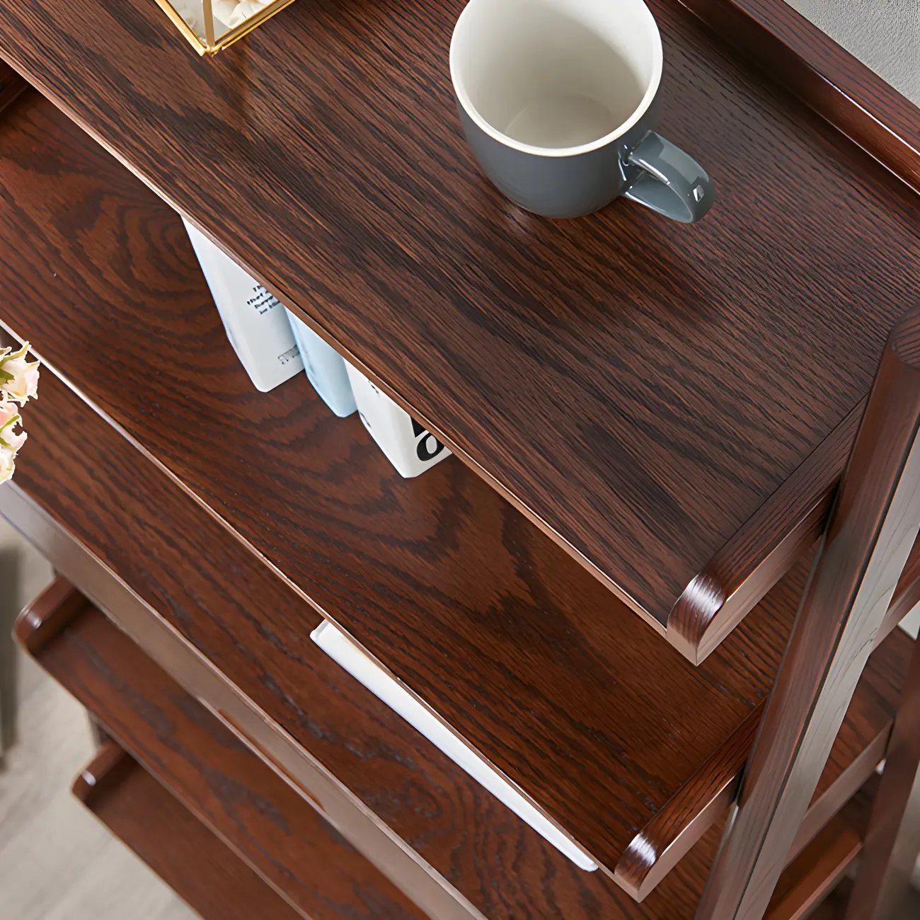 Scandinavian Wood Walnut 5-Tier Ladder Bookcase