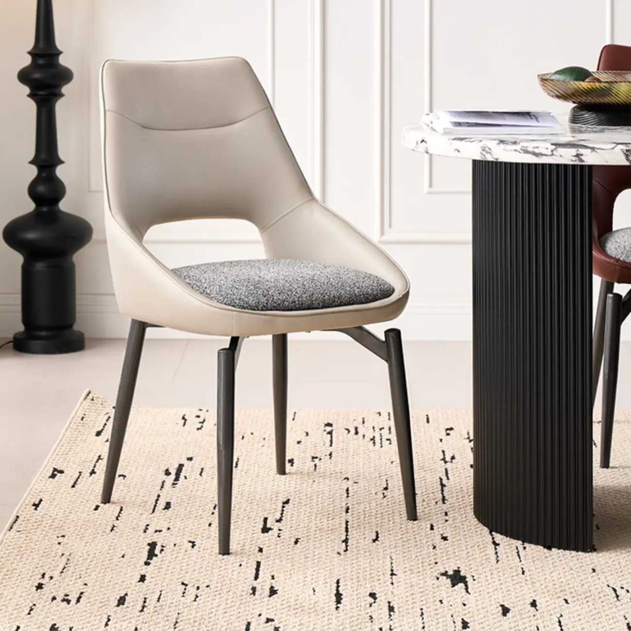 Modern Upholstered Open Back Armless Dining Chair