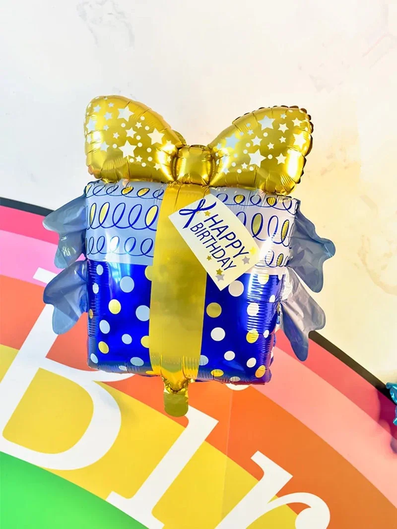 HULIANFU New large cake gift box donut popcorn shape aluminum film balloon wedding celebration birthday party scene decoration - Deanwangkt