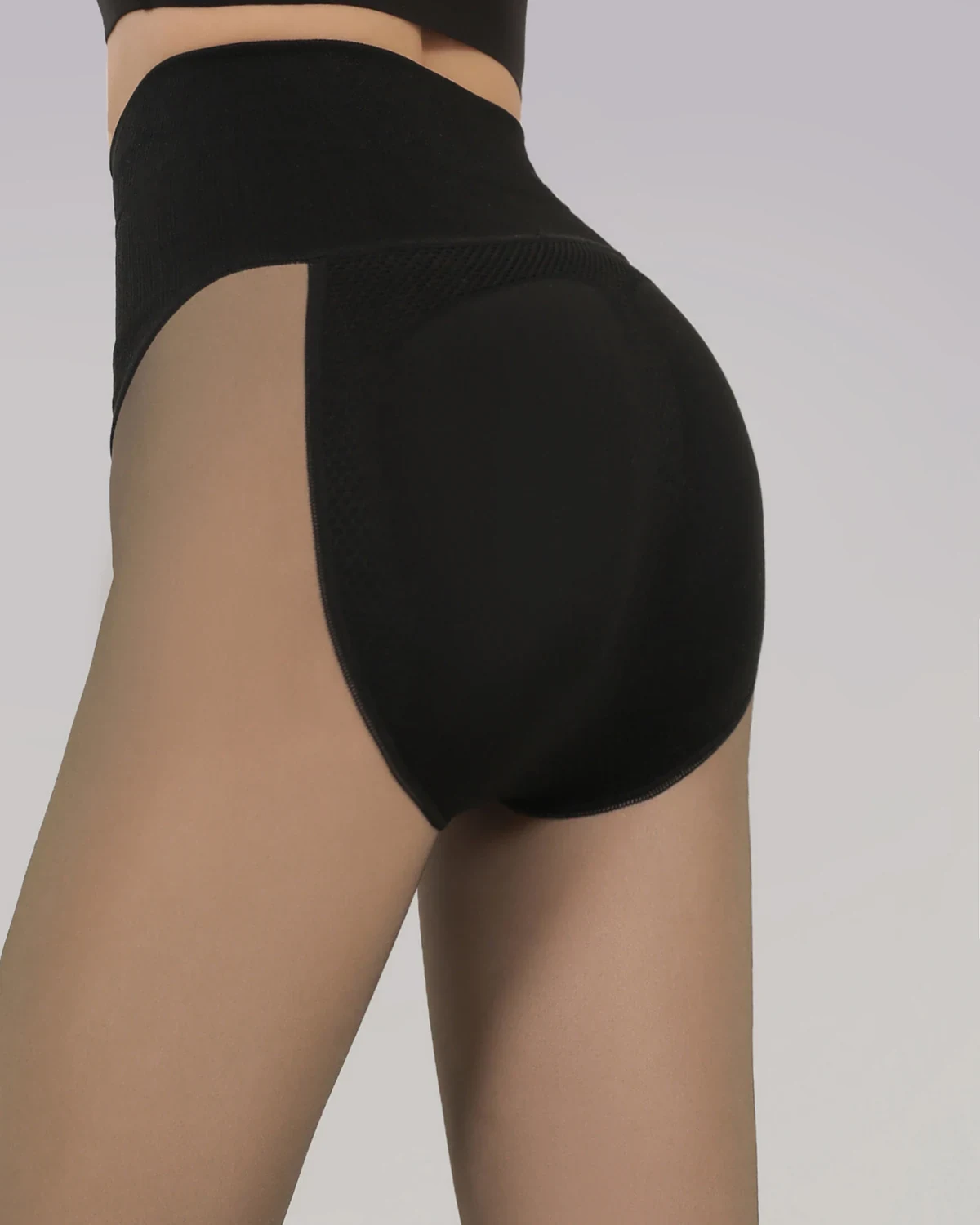 Bare-Leg Essential Fall/Winter Women's Fleece-Lined Sheer-Look Tights, Butt-Lifting Tummy-Control Black Pantyhose Footed/Stirrup Style