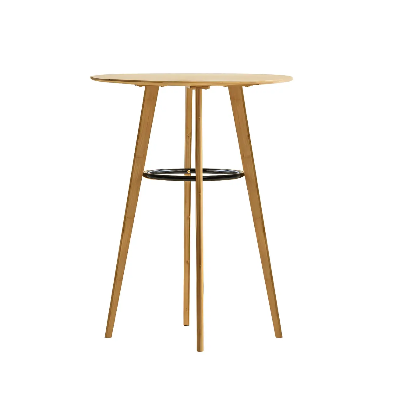 Counter Height Modern Bamboo Wood Round Bar Table
