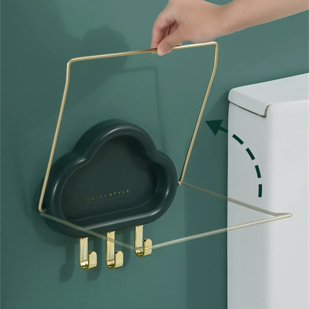 HULIANFU No-punch Basin Stand With Hooks Cute Cloud-shaped Storage Rack Multi-function Foldable Waterproof Bathroom Kitchen Organizer - Deanwangkt