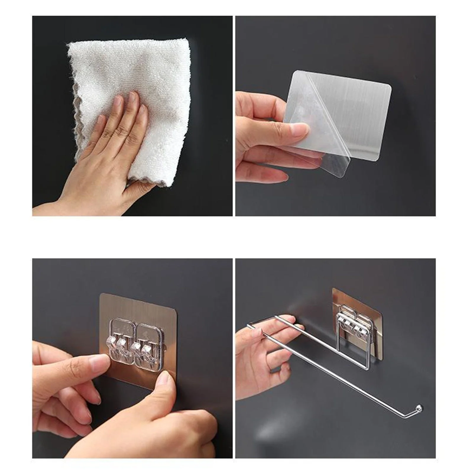 HULIANFU Toilet Paper Towel Holder Stainless Steel Self Adhesive on Smooth Surfaces - Deanwangkt